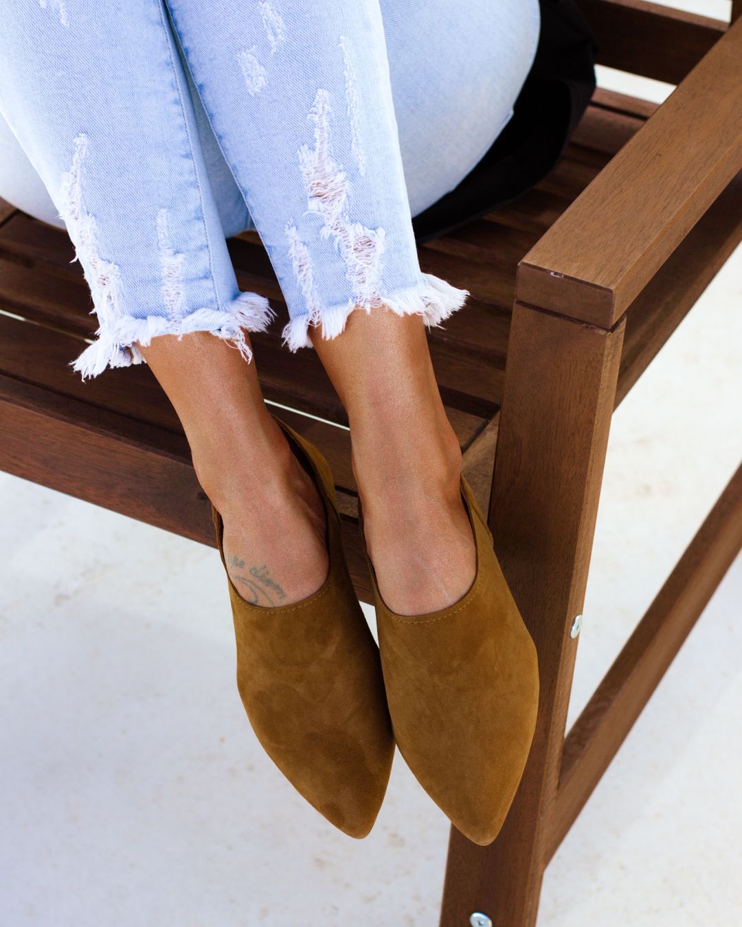 Camel suede mules store